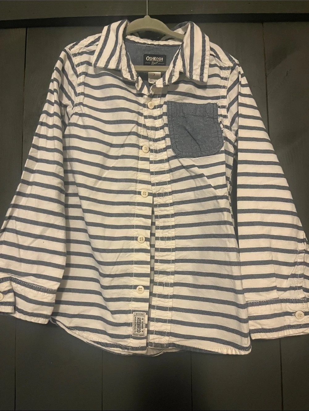 OshKosh B'gosh White and Navy Striped Button-Down Shirt